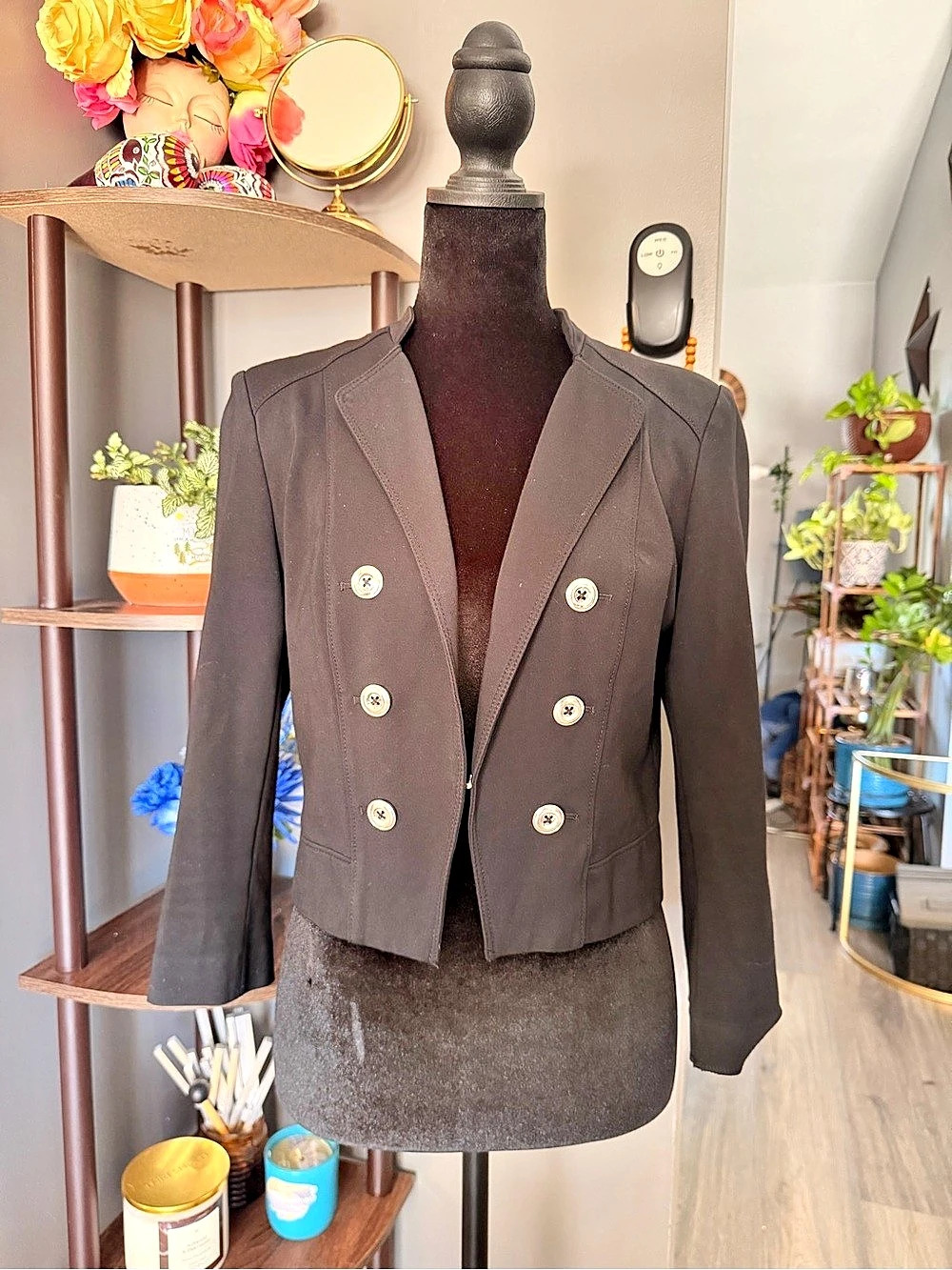 White House Black Market Black Double-Breasted Blazer Size 4 Like New